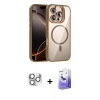 MARSİLYAN™- iPhone 16 Pro Max Kılıf Yadigar Asil Koleksiyonu - Siyah Bilvis 5in1 5D Magic Hayalet Cam Ekran Koruyucu + Pers Alüminyum Kamera Lens - GS