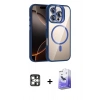 MARSİLYAN™- iPhone 16 Pro Max Kılıf Yadigar Asil Koleksiyonu - Siyah Bilvis 5in1 5D Magic Hayalet Cam Ekran Koruyucu + Gümüş PVD Metal Kamera Lens