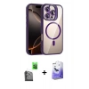 MARSİLYAN™- iPhone 16 Pro Max Kılıf Yadigar Asil Koleksiyonu - Siyah Bilvis 5in1 5D Magic Hayalet Cam Ekran Koruyucu + Siyah Raze Metal Kamera Lens