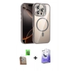 MARSİLYAN™- iPhone 16 Pro Max Kılıf Yadigar Asil Koleksiyonu - Siyah Bilvis 5in1 5D Magic Hayalet Cam Ekran Koruyucu + Raze Metal Kamera Lens - CLTM