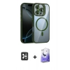 MARSİLYAN™- iPhone 16 Pro Max Kılıf Yadigar Asil Koleksiyonu - Siyah Bilvis 5in1 5D Magic Hayalet Cam Ekran Koruyucu + PVD Metal Kamera Lens - SH
