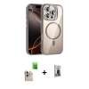 MARSİLYAN™- iPhone 16 Pro Max Kılıf Yadigar Asil Koleksiyonu - Siyah Bilvis Hayalet Cam Ekran Koruyucu + Natural Grey Raze Metal Kamera Lens