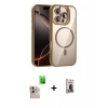 MARSİLYAN™- iPhone 16 Pro Max Kılıf Yadigar Asil Koleksiyonu - Siyah Bilvis Hayalet Cam Ekran Koruyucu + Natural Grey Raze Metal Kamera Lens