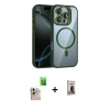 MARSİLYAN™- iPhone 16 Pro Max Kılıf Yadigar Asil Koleksiyonu - Siyah Bilvis Hayalet Cam Ekran Koruyucu + Natural Grey Raze Metal Kamera Lens