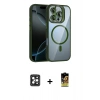 MARSİLYAN™- iPhone 16 Pro Max Kılıf Yadigar Asil Koleksiyonu - Siyah Buffer Cam Ekran Koruyucu + PVD Metal Kamera Lens - SH