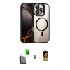 MARSİLYAN™- iPhone 16 Pro Max Kılıf Yadigar Asil Koleksiyonu - Siyah Buffer Cam Ekran Koruyucu + Raze Metal Kamera Lens - SH