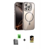 MARSİLYAN™- iPhone 16 Pro Max Kılıf Yadigar Asil Koleksiyonu - Siyah Buffer Cam Ekran Koruyucu + Raze Metal Kamera Lens - SH