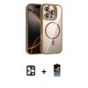 MARSİLYAN™- iPhone 16 Pro Max Kılıf Yadigar Asil Koleksiyonu - Siyah Buffer Hayalet Cam Ekran Koruyucu + PVD Metal Kamera Lens - GD
