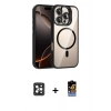 MARSİLYAN™- iPhone 16 Pro Max Kılıf Yadigar Asil Koleksiyonu - Siyah Buffer Hayalet Cam Ekran Koruyucu + PVD Metal Kamera Lens - SH