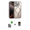 MARSİLYAN™- iPhone 16 Pro Max Kılıf Yadigar Asil Koleksiyonu - Siyah Buffer Hayalet Cam Ekran Koruyucu + Siyah Raze Metal Kamera Lens