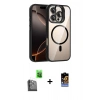 MARSİLYAN™- iPhone 16 Pro Max Kılıf Yadigar Asil Koleksiyonu - Siyah Buffer Hayalet Cam Ekran Koruyucu + Siyah Raze Metal Kamera Lens