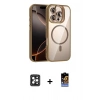 MARSİLYAN™- iPhone 16 Pro Max Kılıf Yadigar Asil Koleksiyonu - Siyah Buffer Hayalet Cam Ekran Koruyucu + PVD Metal Kamera Lens - SH