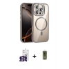 MARSİLYAN™- iPhone 16 Pro Max Kılıf Yadigar Asil Koleksiyonu - Siyah Joko Magic 5D Hayalet Cam + Gümüş Bilvis Titan Kamera Lens