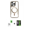 MARSİLYAN™- iPhone 16 Pro Max Kılıf Yadigar Klasik Özel Seri - Şeffaf 360 Full Body Arka Koruyucu + Beyaz Raze Metal Kamera Lens