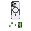 MARSİLYAN™- iPhone 16 Pro Max Kılıf Yadigar Klasik Özel Seri - Şeffaf 360 Full Body Arka Koruyucu + Beyaz Raze Metal Kamera Lens