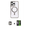 MARSİLYAN™- iPhone 16 Pro Max Kılıf Yadigar Klasik Özel Seri - Şeffaf 360 Full Body Arka Koruyucu + Gold PVD Metal Kamera Lens