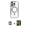 MARSİLYAN™- iPhone 16 Pro Max Kılıf Yadigar Klasik Özel Seri - Şeffaf 360 Full Body Arka Koruyucu + Gold PVD Metal Kamera Lens