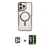 MARSİLYAN™- iPhone 16 Pro Max Kılıf Yadigar Klasik Özel Seri - Şeffaf 360 Full Body Arka Koruyucu + Gold PVD Metal Kamera Lens