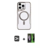 MARSİLYAN™- iPhone 16 Pro Max Kılıf Yadigar Klasik Özel Seri - Şeffaf 360 Full Body Arka Koruyucu + PVD Metal Kamera Lens - SH