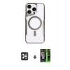 MARSİLYAN™- iPhone 16 Pro Max Kılıf Yadigar Klasik Özel Seri - Şeffaf 360 Full Body Arka Koruyucu + PVD Metal Kamera Lens - SH