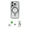 MARSİLYAN™- iPhone 16 Pro Max Kılıf Yadigar Klasik Özel Seri - Şeffaf Pasifik Cam Ekran Koruyucu + Beyaz Raze Metal Kamera Lens