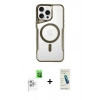 MARSİLYAN™- iPhone 16 Pro Max Kılıf Yadigar Klasik Özel Seri - Şeffaf Pasifik Cam Ekran Koruyucu + Beyaz Raze Metal Kamera Lens