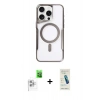 MARSİLYAN™- iPhone 16 Pro Max Kılıf Yadigar Klasik Özel Seri - Şeffaf Pasifik Cam Ekran Koruyucu + Beyaz Raze Metal Kamera Lens