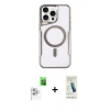 MARSİLYAN™- iPhone 16 Pro Max Kılıf Yadigar Klasik Özel Seri - Şeffaf Pasifik Cam Ekran Koruyucu + Beyaz Raze Metal Kamera Lens