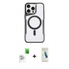 MARSİLYAN™- iPhone 16 Pro Max Kılıf Yadigar Klasik Özel Seri - Şeffaf Pasifik Cam Ekran Koruyucu + Beyaz Raze Metal Kamera Lens