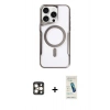 MARSİLYAN™- iPhone 16 Pro Max Kılıf Yadigar Klasik Özel Seri - Şeffaf Pasifik Cam Ekran Koruyucu + Gold PVD Metal Kamera Lens