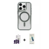 MARSİLYAN™- iPhone 16 Pro Max Kılıf Yadigar Klasik Özel Seri - Şeffaf Pasifik Cam Ekran Koruyucu + Gümüş Bilvis Titan Kamera Lens