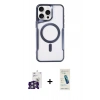 MARSİLYAN™- iPhone 16 Pro Max Kılıf Yadigar Klasik Özel Seri - Şeffaf Pasifik Cam Ekran Koruyucu + Gümüş Bilvis Titan Kamera Lens