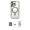 MARSİLYAN™- iPhone 16 Pro Max Kılıf Yadigar Klasik Özel Seri - Şeffaf Pasifik Cam Ekran Koruyucu + PVD Metal Kamera Lens - SH