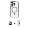 MARSİLYAN™- iPhone 16 Pro Max Kılıf Yadigar Klasik Özel Seri - Şeffaf Pasifik Cam Ekran Koruyucu + PVD Metal Kamera Lens - SH