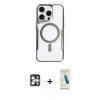 MARSİLYAN™- iPhone 16 Pro Max Kılıf Yadigar Klasik Özel Seri - Şeffaf Pasifik Cam Ekran Koruyucu + PVD Metal Kamera Lens - GS