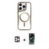 MARSİLYAN™- iPhone 16 Pro Max Kılıf Yadigar Klasik Özel Seri - Siyah 360 Mat Full Body Arka Koruyucu + Gold PVD Metal Kamera Lens