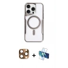 MARSİLYAN™- iPhone 16 Pro Max Kılıf Yadigar Klasik Özel Seri - Siyah 3D Antistatik Cam Ekran Koruyucu + Pers Alüminyum Kamera Lens - CLTM