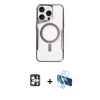 MARSİLYAN™- iPhone 16 Pro Max Kılıf Yadigar Klasik Özel Seri - Siyah 3D Antistatik Cam Ekran Koruyucu + PVD Metal Kamera Lens - GS