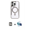 MARSİLYAN™- iPhone 16 Pro Max Kılıf Yadigar Klasik Özel Seri - Siyah 3D Antistatik Cam Ekran Koruyucu + PVD Metal Kamera Lens - GD