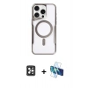 MARSİLYAN™- iPhone 16 Pro Max Kılıf Yadigar Klasik Özel Seri - Siyah 3D Antistatik Cam Ekran Koruyucu + PVD Metal Kamera Lens - SH
