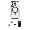 MARSİLYAN™- iPhone 16 Pro Max Kılıf Yadigar Klasik Özel Seri - Siyah 3D Antistatik Hayalet Cam Ekran Koruyucu + Raze Metal Kamera Lens - BZ