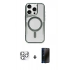 MARSİLYAN™- iPhone 16 Pro Max Kılıf Yadigar Klasik Özel Seri - Siyah 3D Antistatik Hayalet Cam Ekran Koruyucu + Pers Alüminyum Kamera Lens - GS