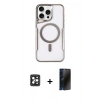 MARSİLYAN™- iPhone 16 Pro Max Kılıf Yadigar Klasik Özel Seri - Siyah 3D Antistatik Hayalet Cam Ekran Koruyucu + PVD Metal Kamera Lens - SH