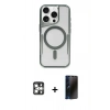 MARSİLYAN™- iPhone 16 Pro Max Kılıf Yadigar Klasik Özel Seri - Siyah 3D Antistatik Hayalet Cam Ekran Koruyucu + PVD Metal Kamera Lens - GS