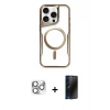 MARSİLYAN™- iPhone 16 Pro Max Kılıf Yadigar Klasik Özel Seri - Siyah 3D Antistatik Hayalet Cam Ekran Koruyucu + Pers Alüminyum Kamera Lens - GS