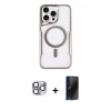 MARSİLYAN™- iPhone 16 Pro Max Kılıf Yadigar Klasik Özel Seri - Siyah 3D Antistatik Hayalet Cam Ekran Koruyucu + Pers Alüminyum Kamera Lens - GI
