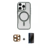 MARSİLYAN™- iPhone 16 Pro Max Kılıf Yadigar Klasik Özel Seri - Siyah 3D Antistatik Hayalet Cam Ekran Koruyucu + Pers Alüminyum Kamera Lens - CLTM