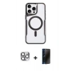 MARSİLYAN™- iPhone 16 Pro Max Kılıf Yadigar Klasik Özel Seri - Siyah 3D Antistatik Hayalet Cam Ekran Koruyucu + Pers Alüminyum Kamera Lens - GI