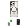 MARSİLYAN™- iPhone 16 Pro Max Kılıf Yadigar Klasik Özel Seri - Siyah 3D Antistatik Hayalet Cam Ekran Koruyucu + Raze Metal Kamera Lens - SH