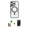 MARSİLYAN™- iPhone 16 Pro Max Kılıf Yadigar Klasik Özel Seri - Siyah 3D Antistatik Hayalet Cam Ekran Koruyucu + Raze Metal Kamera Lens - CLTM